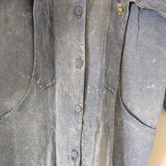 vintage 80s acid wash denim shirtdress topper🎈HOST PICK🎈 - Picture 13 of 15